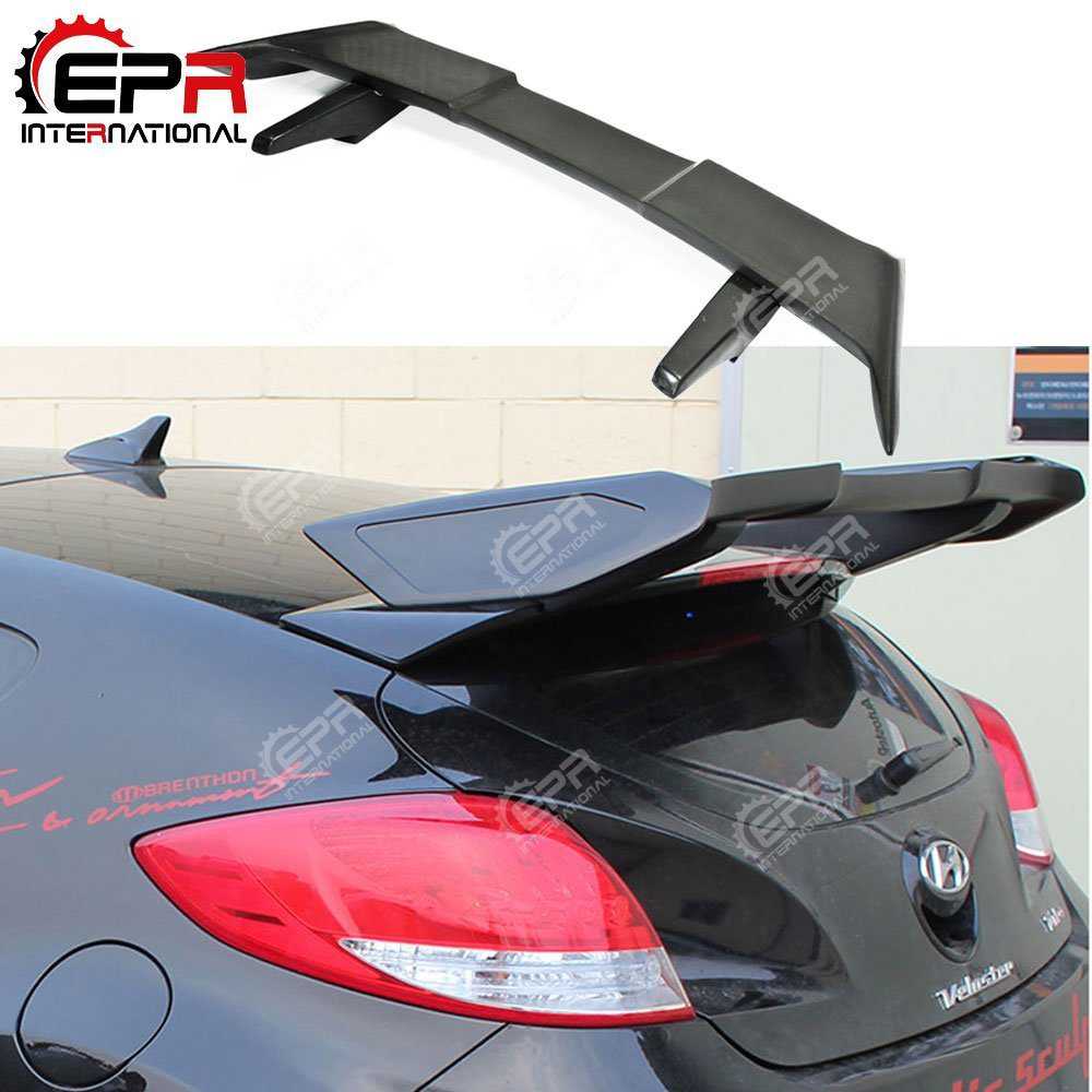 楽天四つ葉ショップ車 外装 For Hyundai Veloster MR V3 FRP Glass Fiber Rear Spoiler Exterior Trunk Wing For Velo