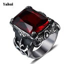 YaHui stainless steel rings rings with big stones love red with stone ring black men and w