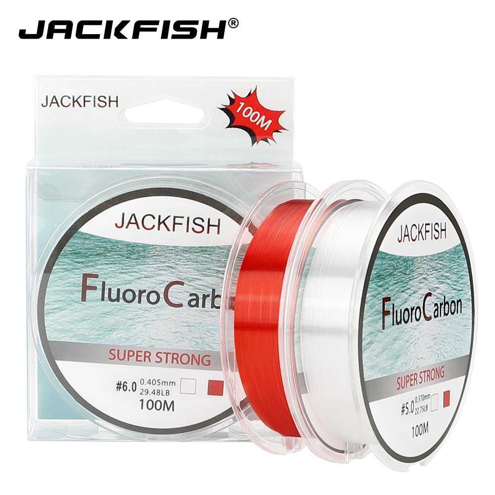 JACKFISH 100M Fluorocarbon Fishing Line red/clear two colors 4-32LB Carbon Fiber Leader Li