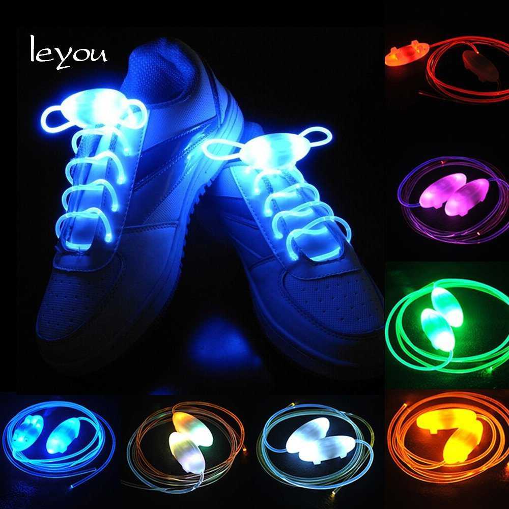 楽天四つ葉ショップLeyou Led Sport Shoe Laces Glow Shoe Strings Round Flash Light Shoelaces Luminous No Tie L