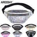 AIREEBAY Holographic Waist バッグ 女性 Pink 銀 Fanny Pack 女性 Belt Bag 黒 Geometr