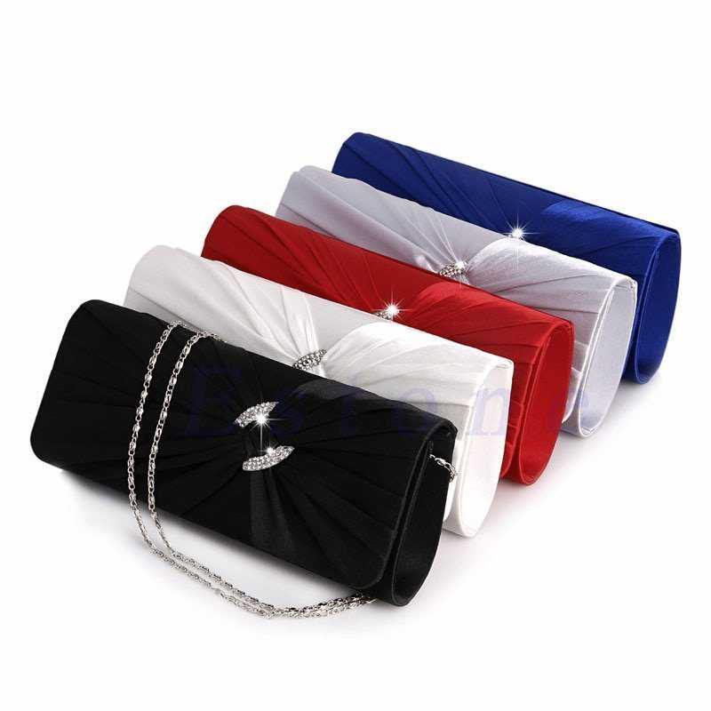 New 女性 Lady Bridal Shoulder Wedding Clutch Bag Bling Rhinestone Chain Evening