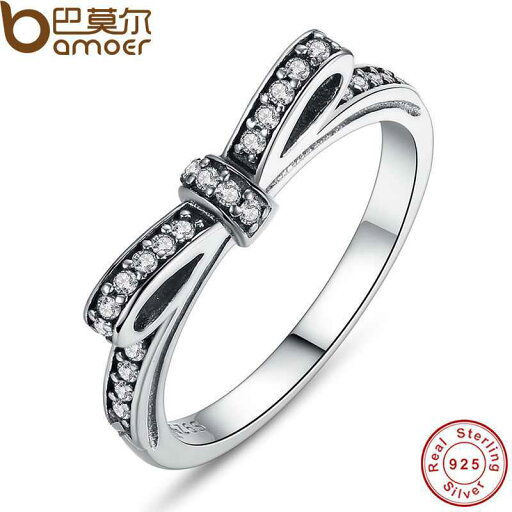 黒 FRIDAY 925 Sterling 銀 Sparkling Bow Knot Stackable Ring Micro Pave CZ 黒 FRIDAY 925 Sterling 銀 Sparkling Bow Knot Stackable Ring Micro Pave CZ