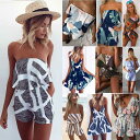 VITIANA 女性 Plus size Off Shoulder Print Beach Jumpsuit Romper スリーブless Short Ove...