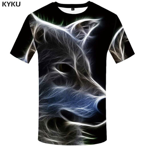 KYKU Wolf T シャツ アニマル Tシャツ アニメ Clothes Magic 3d Print T-シャツ Hip hop Tee Cool KYKU Wolf T シャツ アニマル Tシャツ アニメ Clothes Magic 3d Print T-シャツ Hip hop Tee Cool