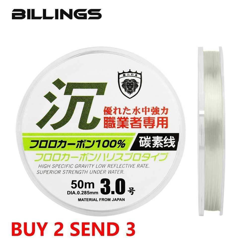 Billings 50M 100% Original Super Strong Fluorocarbon Fishing Line Import From Japan Monofi