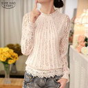 2018 New autumn レディース 白 Blusas 女性 Long Sleeve Chiffon Lace Crochet Tops Blouses