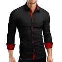シャツ ブランド Male 高性能 Long スリーブ シャツ カジュアル Hit 色 Slim Fit 黒(4)