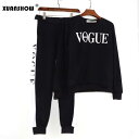 XUANSHOW Autumn Winter 2 Piece Set 女性 VOGUE Letters Printed Sweatshirt Pants Suit Track