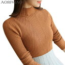 Turtleneck Sweater 女性 2018 Autumn Winter 黒 Tops 女性 Knitted Pullovers Lon
