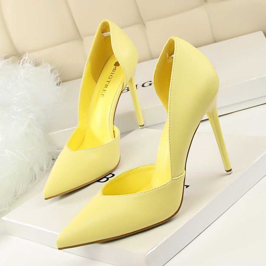 女性 Pumps Fashion High Heels Shoes 黒 Pink Yellow Shoes 女性 bridal Wedding Shoes La