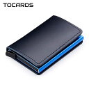 RFID Blocking 100% Genuine Leather Credit Card Holder Aluminum Metal Business ID Cardholde