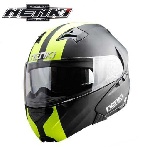 Full Face Modular Motorcycle Helmet Helmets Flip-up Dual Lens Matt Black Yellow