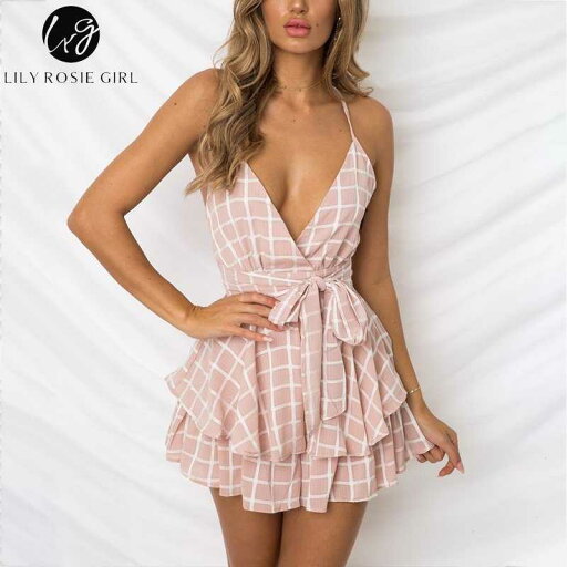 Lily Rosie Girl V Neck Sexy Female Playsuit Plaid Boho Floral Playsuit Shorts Jumpsuit Rom Lily Rosie Girl V Neck Sexy Female Playsuit Plaid Boho Floral Playsuit Shorts Jumpsuit Rom