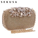 SEKUSA Flower Crystal イブニング バッグ Clutch 鞄 Clutches ウェディング Purse Rhinestones ウェディング