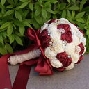 結婚式造花ウェディングブーケブライダルブーケローズウェディングブーケ_Burgundy and Ivory