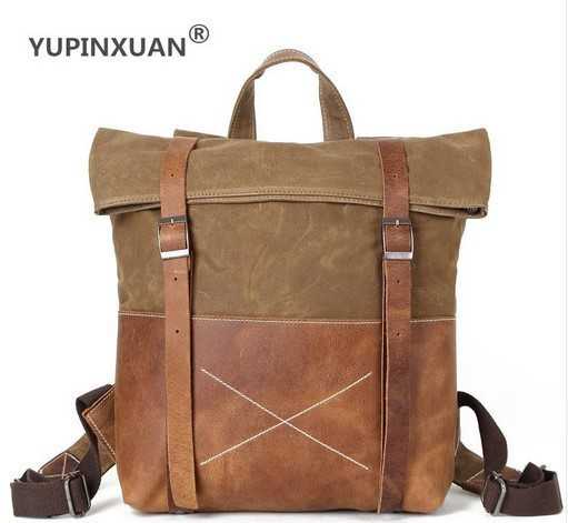 牛本革 レザー オイルワックス バッグ メンズ バックパック キャンバスカシメ リベット 上質 質感 大容..