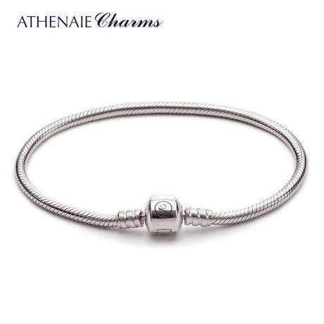 ATHENAIE パンドラ適合 ブレスレット スネークチェーン シルバー925 定番クラスプ 925 Silver CZ Paved Bracelet Fit ...