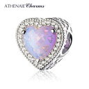 ATHENAIE パンドラ適合 ビーズチャーム シルバー925 CZパヴェ 925 Silver CZ Paved Charm Bead Fit Pandora...