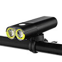 C2314 自転車用ライト 1600lumens USB充電式 フロントハンドルバー サイクルライト サイクリング アクセサリー ブラック