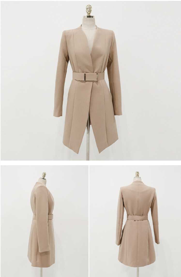 上下セット ベルト付 パンツスーツ カーキ サイズ選択可 レディース オフィス カジュアル ビジネス フォーマル ワ