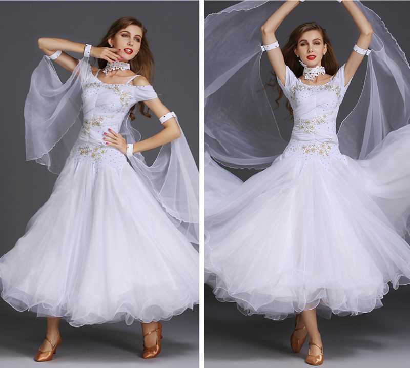 社交ダンス パーティドレス ダンス衣装 ロングワンピース 練習 試合 ドレス サイズ:S・M・L・XL・XXL カラー:ホワイト A169