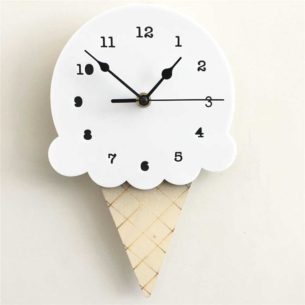 楽天四つ葉ショップウォールクロック クロック 時計 壁 掛時計 アイスクリーム アイス ダイカット 木製 子供部屋 インテリア ギフト 北欧
