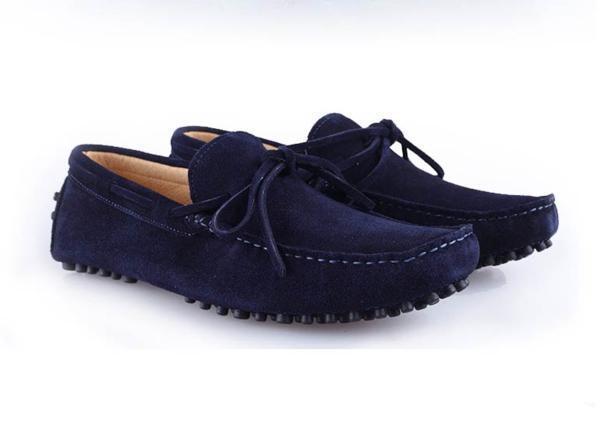 カジュアルシューズ ローファー 本革 スエード リボン飾り スリッポン デッキシューズ レザー ネイビー..