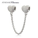 ATHENAIE パンドラ適合 セーフティーチェーン シルバー925 ハート型CZパヴェ 925 Silver CZ Paved Safety Chain Fit Pandora