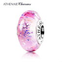 ATHENAIE パンドラ適合 ビーズチャーム シルバー925 ムラーノガラス Murano 925Silver Charm Bead Fit Pandora 星形CZ ラッキースター