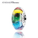 ATHENAIE パンドラ適合 ビーズチャーム シルバー925 ムラーノガラス Murano 925Silver Charm Bead Fit Pandora レインボースワール