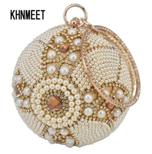 レディース 高級パーティーバッグ クラッチ イブニング ラインストーン 結婚式 キラキラ ビジュー ジュエリー 2way 新品 パール 球体 PG