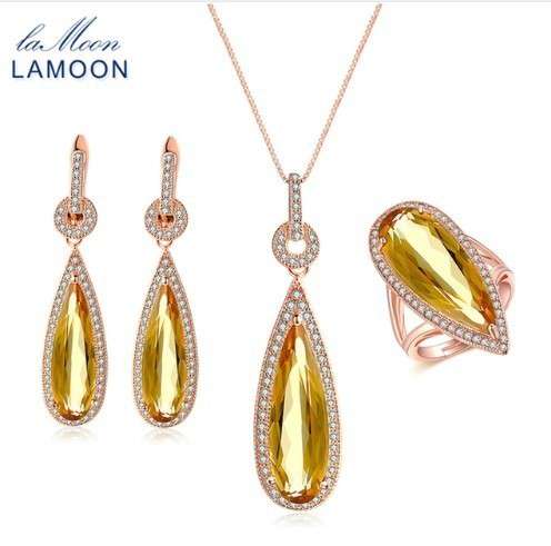 人気 ブランド LAMOON 高級 ラグジュアリー梨シトリン天然宝石3枚S92 セット