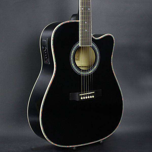 男女兼用☆アコースティックギター 41インチ　民族ギター 本体 ブラック 耐久性 バンド