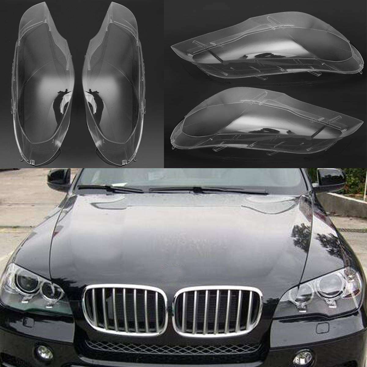 楽天四つ葉ショップ1ー ペア 左右 透明 ヘッドライト ヘッドランプ レンズ 交換用カバー BMW 2007-2012 X5 E70 車ライト ランプケース