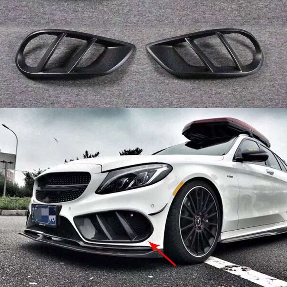 楽天四つ葉ショップベンツ cクラス W205 C63 AMG C180 c200 15-17 カーボンファイバーフロントバンパーエアベントカバートリムメッシュグリル