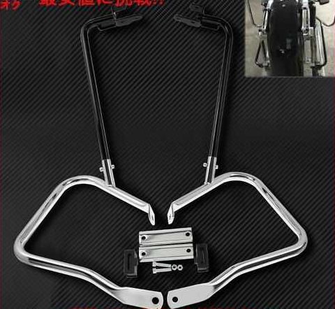 ブラック ハーレー用オートバイパニエサポートバープロテクターセットストリートグライドロードキング..