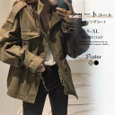 ミリタリージャケット レディース 秋冬 コットン 黒 カーキ ドロップショルダー ゆったり 大きいサイズ ウエスト絞り 薄手15