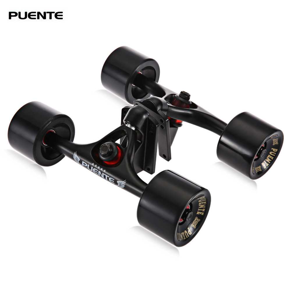 PUENTE スケートボードトラック4 ホイール ライザーパッド ABEC ミニクルーザー ロングボード用 9ベアリング ボルトナット