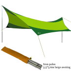 Flytop 高品質550センチメートル560 センチメートル鉄極uvビーチテント太陽の避難所でキャンプテント日よけタープシルバーコーティング