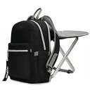 高品質バックパックチェア ポータブルキャンプスツール折りたたみチェア 2層オックスフォードファブリッククーラーバッグ black