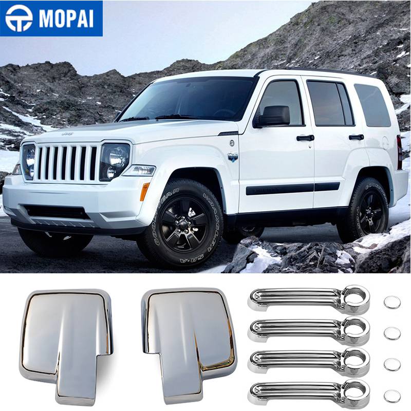 楽天四つ葉ショップバックミラーカバー 高品質 カスタム ドアハンドルカバー ステッカー JEEP LIBERTY 2007-2012 EXTEROR アクセサリー