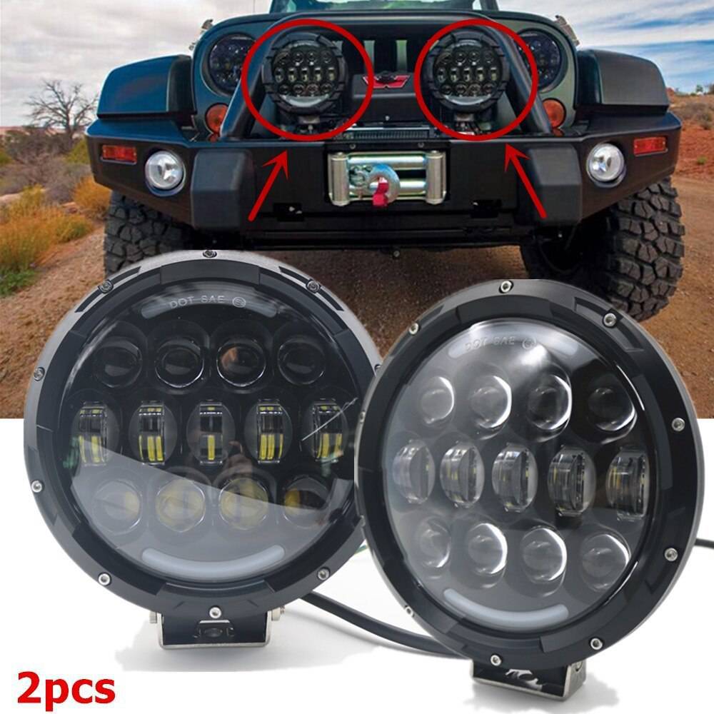 楽天四つ葉ショップカーアクセサリー 105 ワット 7 インチ LED カスタム ラウンド自動 12V 24Vオフロード 4WD 4 × 4 トラックトレーラー