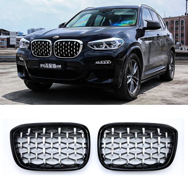 BMW X3 G01 G08 X4 G02 2017-2020 車 外装 カスタム ダイヤモンドグリル フロント グリル クローム メッシュグリル