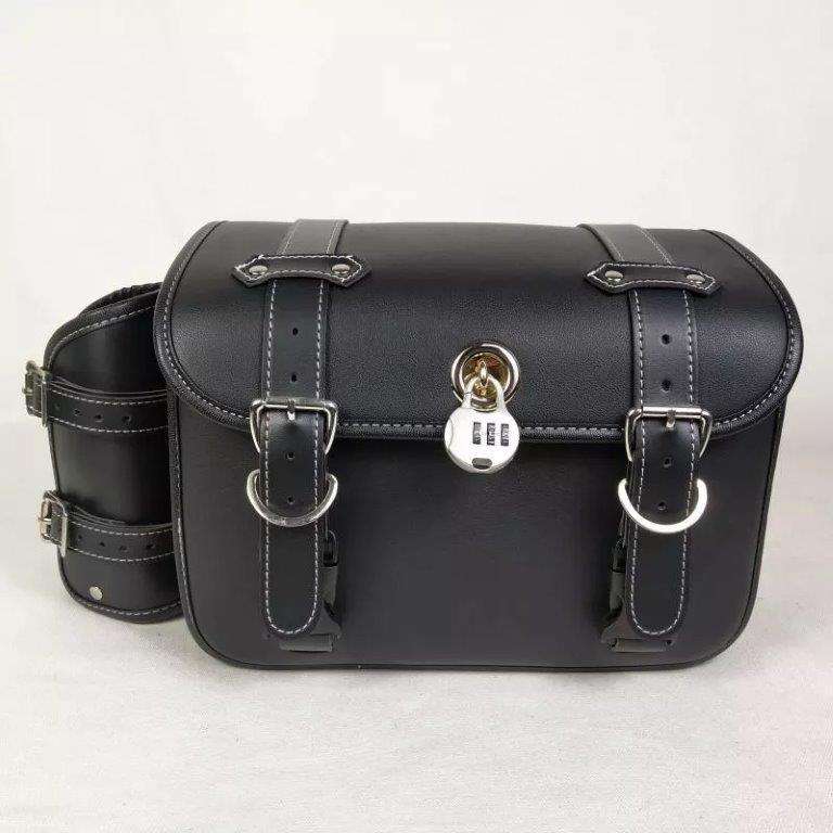 ユニバーサルオートバイサドルパニアバッグツール荷物収納バッグpuレザーとボトルホルダー/スズキ