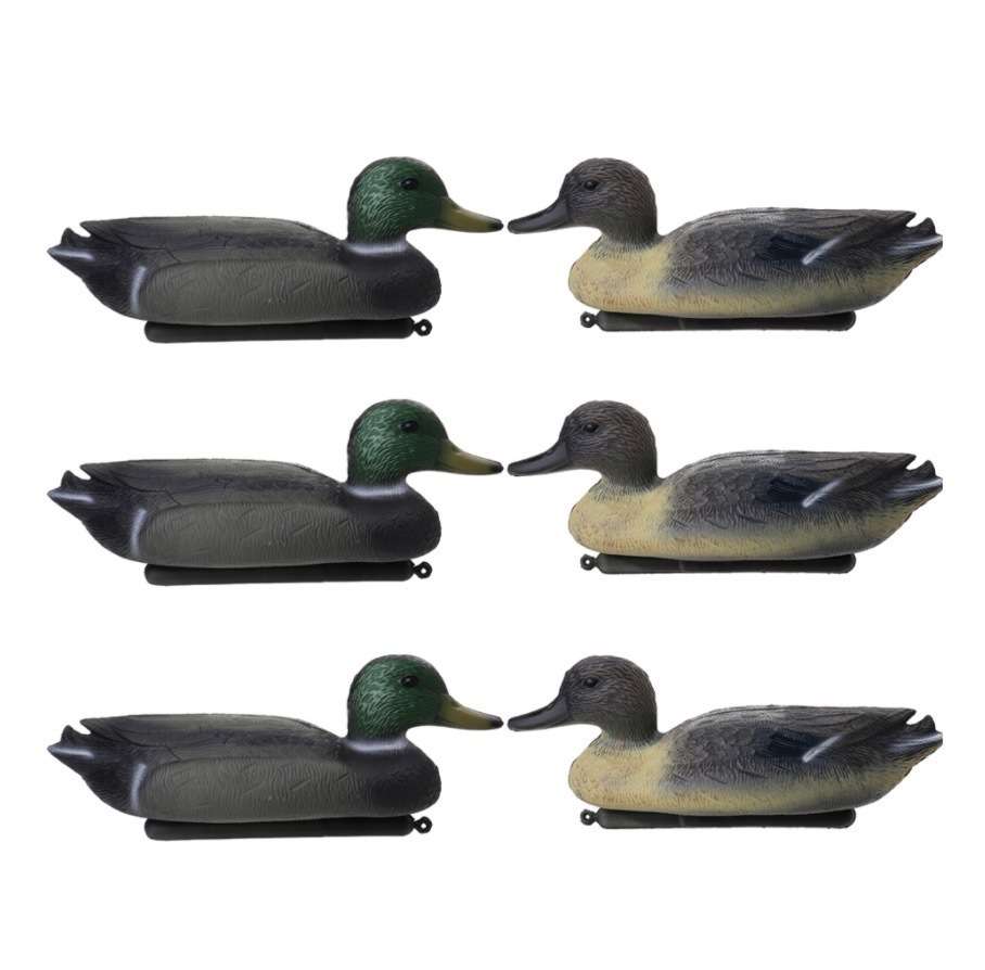 6個3Dリアルなアヒルのおとりフローティングルアーw / キール PEダック 狩猟 おとり 屋外 狩猟釣り 魅力的なアヒル l00685