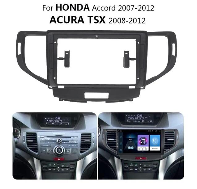 ホンダ アコード 2007-2012 Acura TSX 2008-2012 9インチ ナビ取付パネル オーディオパネル 2DIN フェイスパネル インパネキット ABS製
