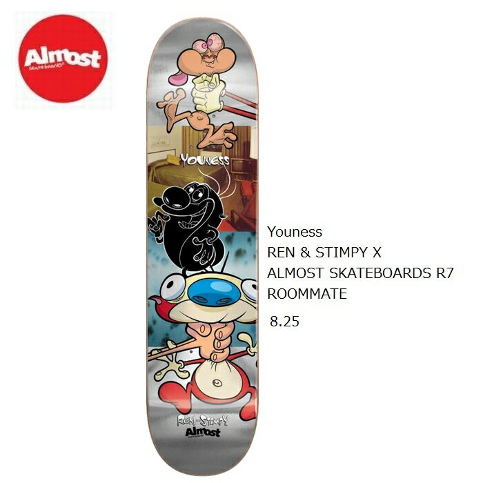 デッキテープ9インチ幅サービス スケボー ALMOST オールモスト REN & STIMPY X ALMOST SKATEBOARDS R7 ROOMMATE Youness REN & STIMPY X ALMOST SKATEBOARDS R7 ROOMMATE 8.25インチ