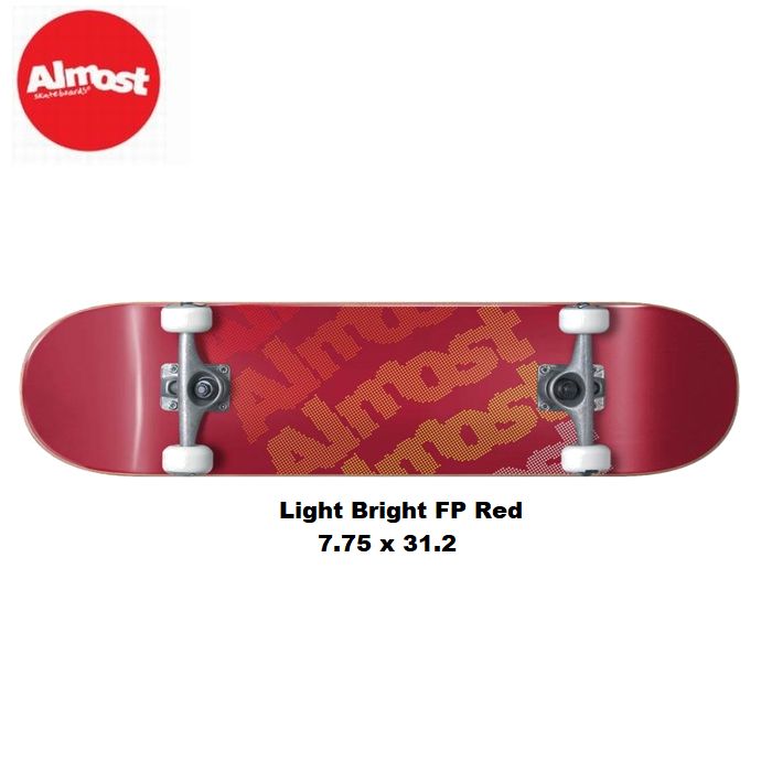 デッキテープ9インチ幅サービス スケボー ALMOST COMPLETE オールモスト コンプリート Light Bright FP Red コンプリート 7.75インチ