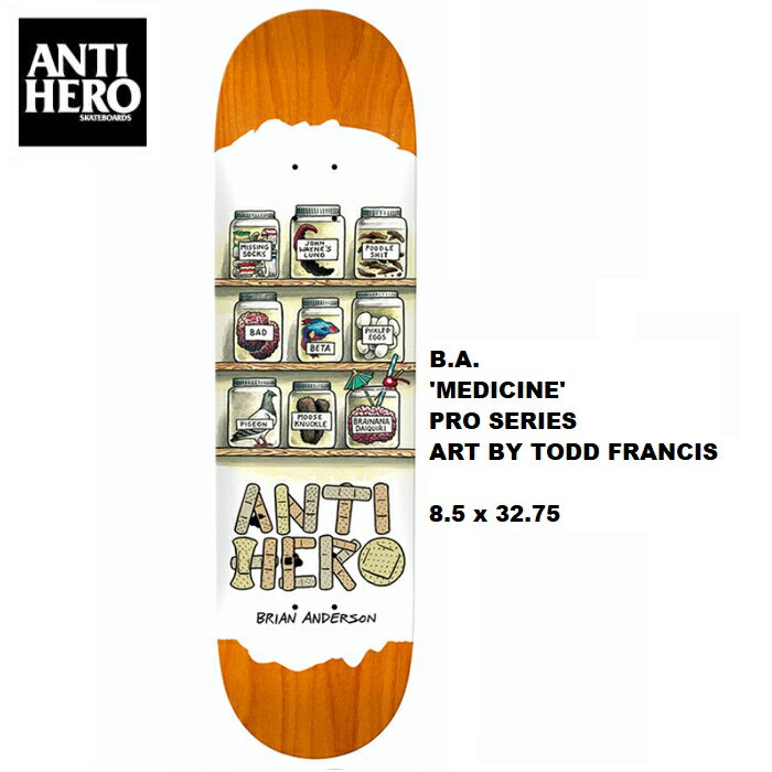 デッキテープ9インチ幅サービス スケボー ANTI HERO アンチヒーロー アンタイヒーロー BA MEDICINE PRO SERIES ART BY TODD FRANCIS 8.5インチ